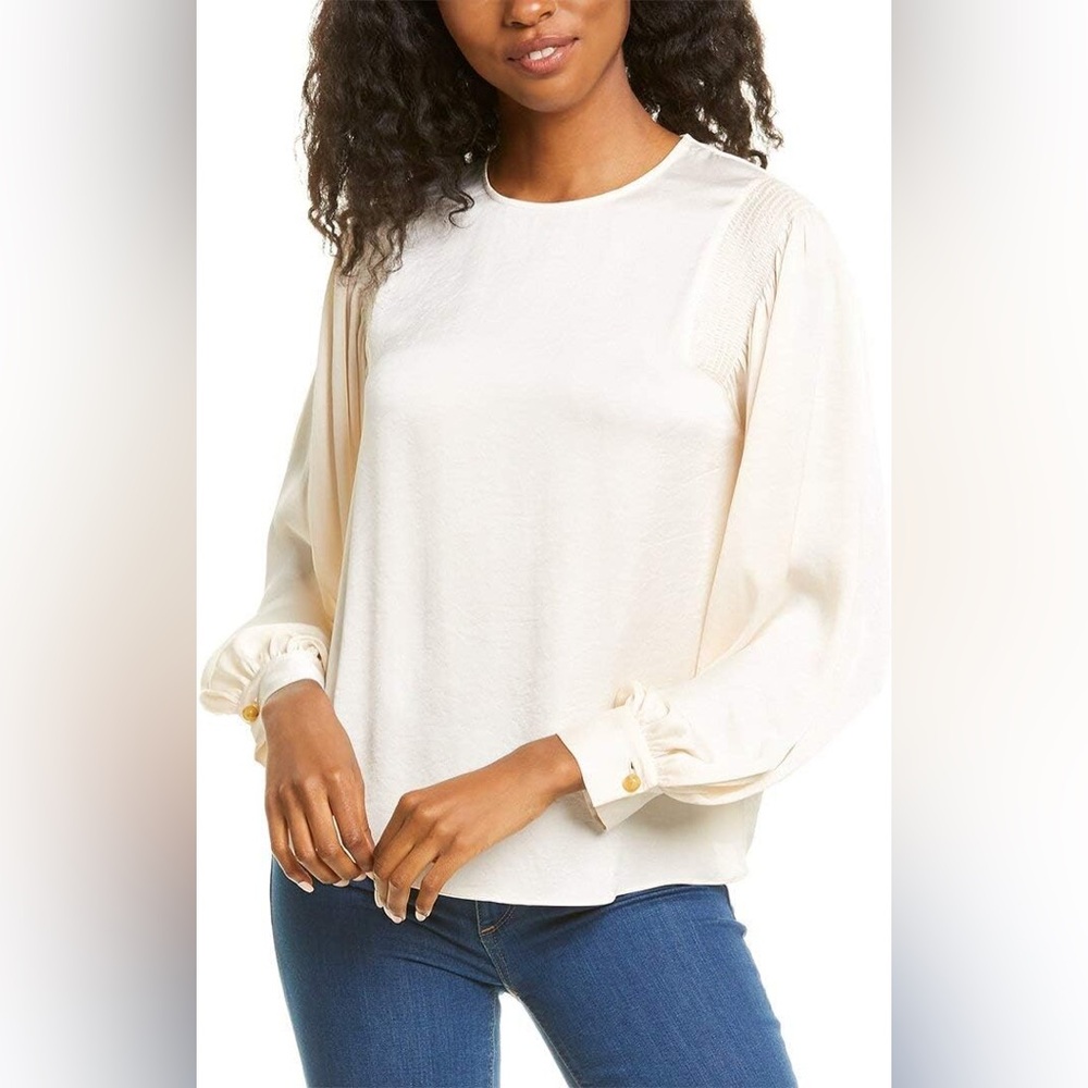 Vince Cream Blouse with Button Cuffs